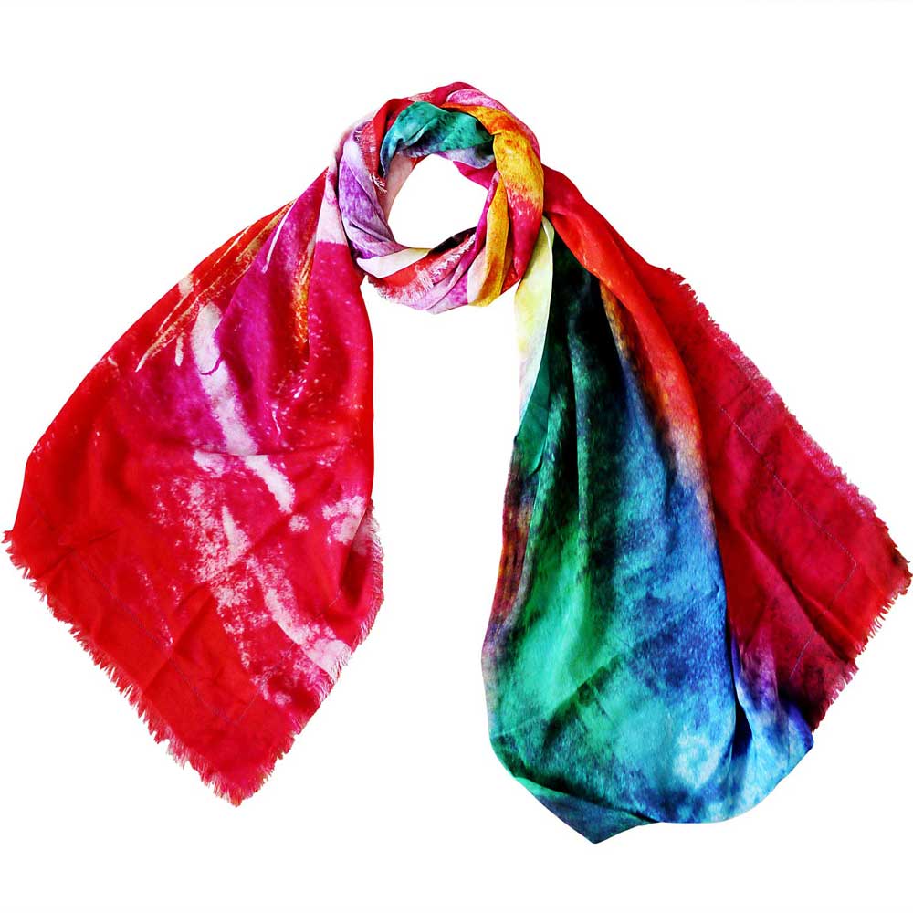 Multi-coloured scarf with original art design