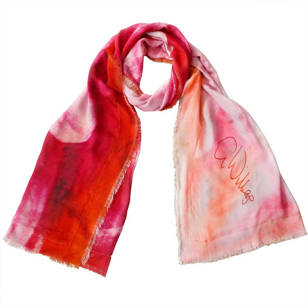 Pink and red scarf with original art design